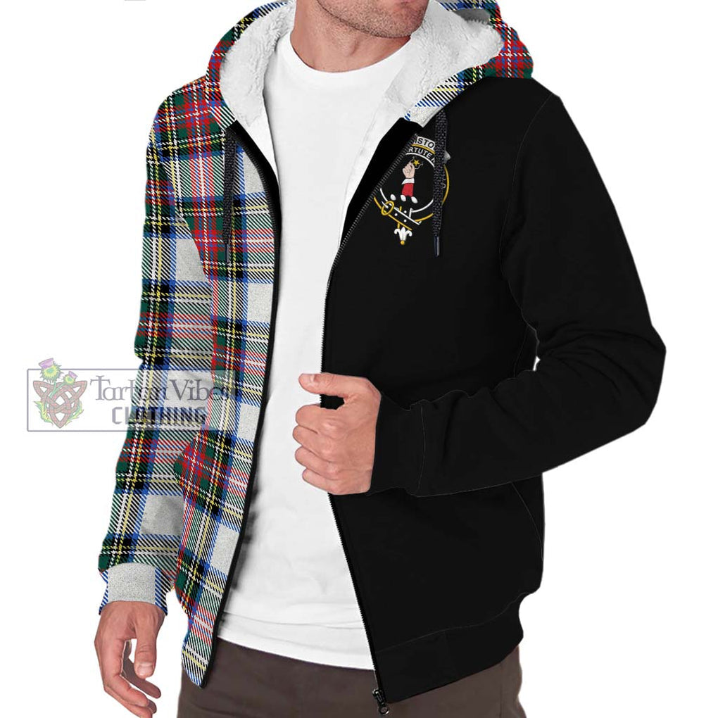 Dennistoun Tartan Sherpa Hoodie with Family Crest and Half Of Me Style Unisex S - Tartanvibesclothing Shop