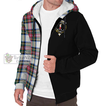 Dennistoun Tartan Sherpa Hoodie with Family Crest and Half Of Me Style