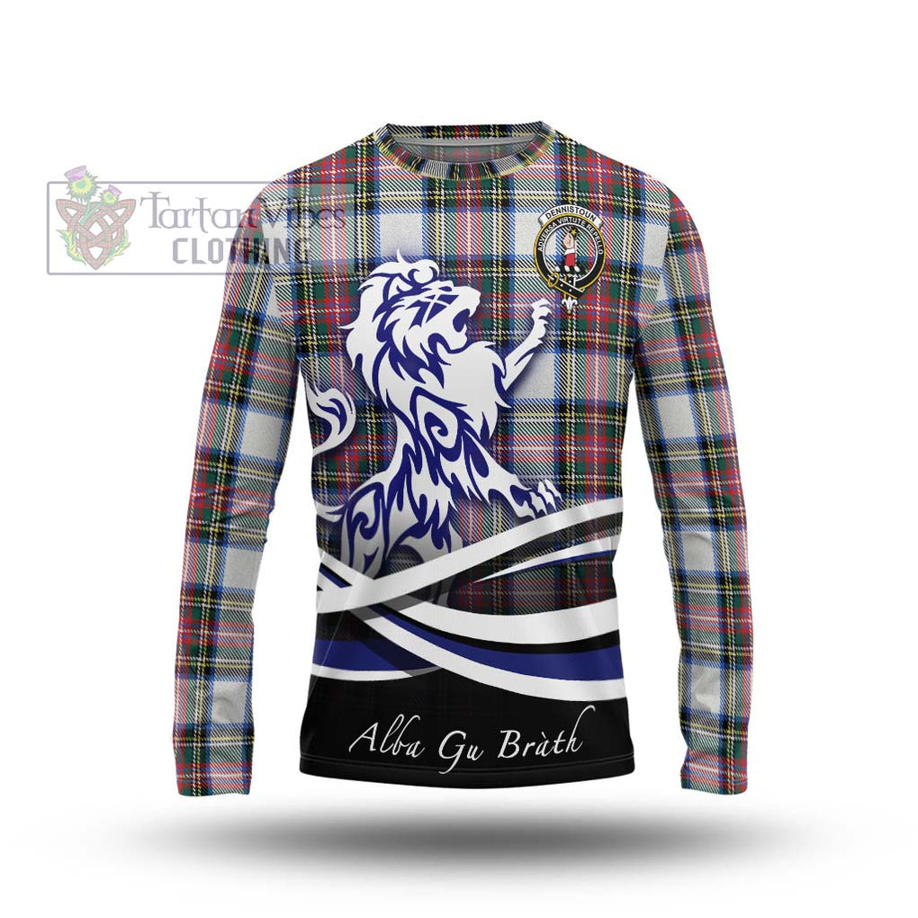 Dennistoun Tartan Long Sleeve T-Shirt with Alba Gu Brath Regal Lion Emblem Unisex - Tartanvibesclothing Shop