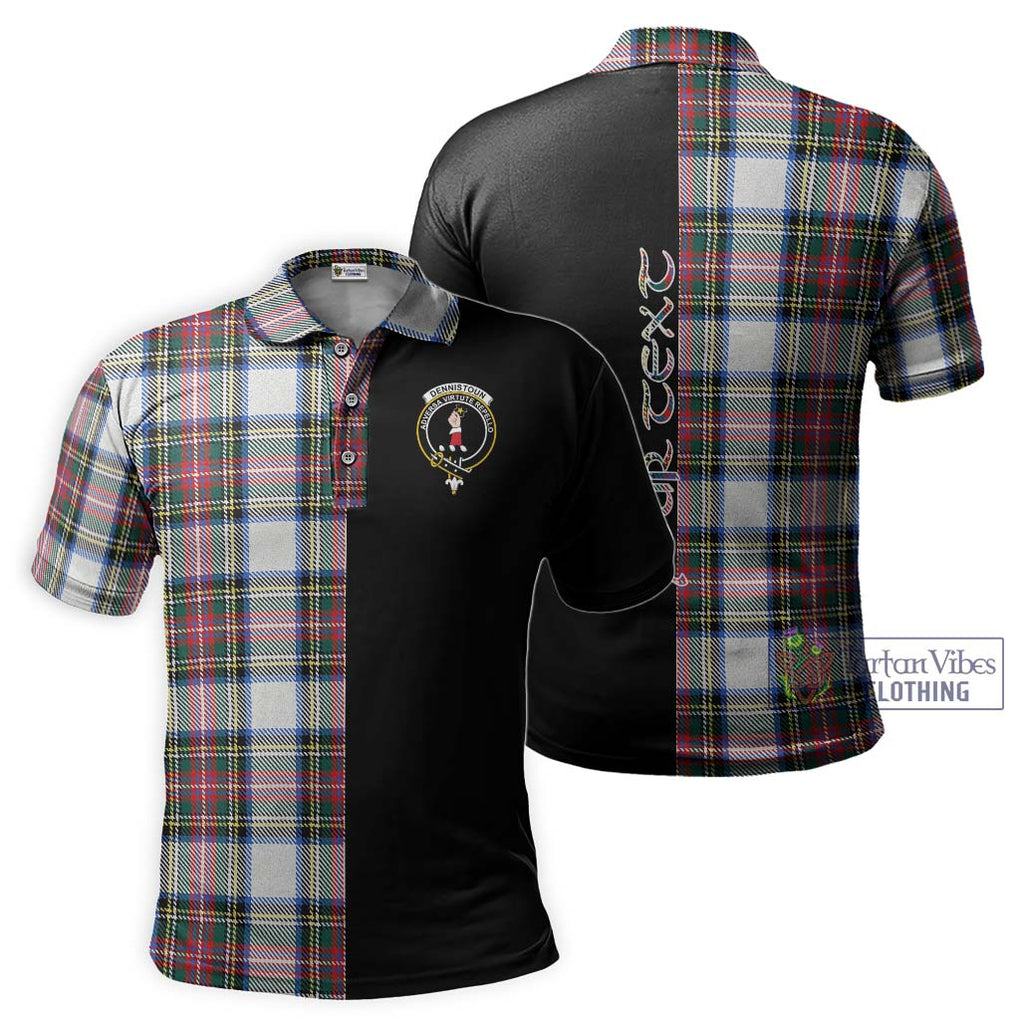 Dennistoun Tartan Polo Shirt with Family Crest and Half Of Me Style Kid - Tartanvibesclothing Shop