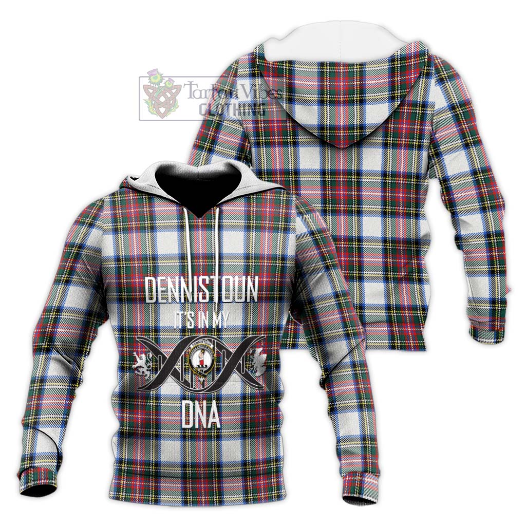 Tartan Vibes Clothing Dennistoun Tartan Knitted Hoodie with Family Crest DNA In Me Style