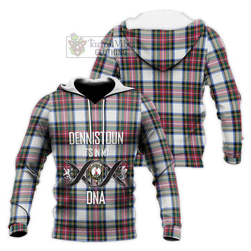 Dennistoun Tartan Knitted Hoodie with Family Crest DNA In Me Style