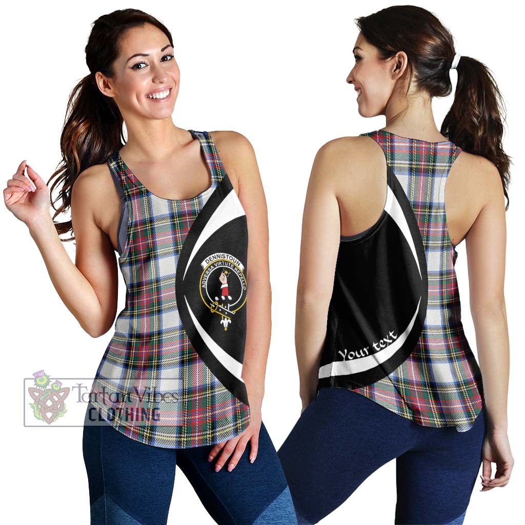 Dennistoun Tartan Women's Racerback Tanks with Family Crest Circle Style 4XL - Tartan Vibes Clothing