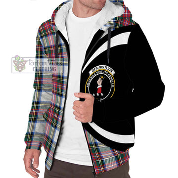 Dennistoun Tartan Sherpa Hoodie with Family Crest Circle Style