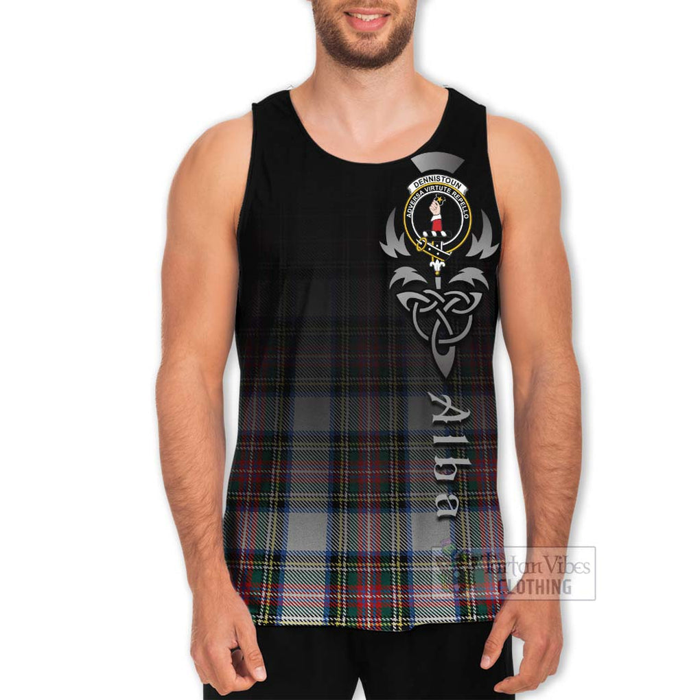 Tartan Vibes Clothing Dennistoun Tartan Men's Tank Top Featuring Alba Gu Brath Family Crest Celtic Inspired