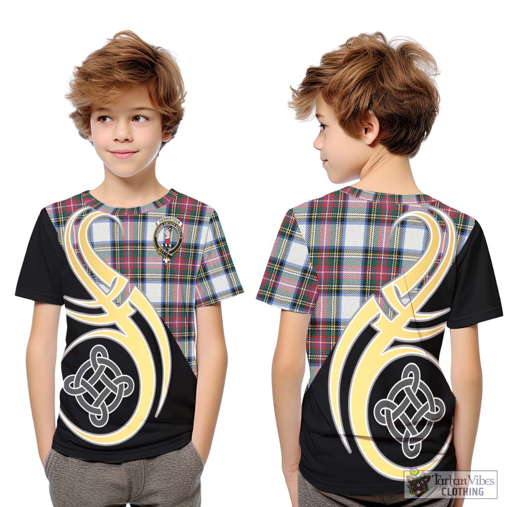 Dennistoun Tartan Kid T-Shirt with Family Crest and Celtic Symbol Style Youth XL Size14 - Tartan Vibes Clothing