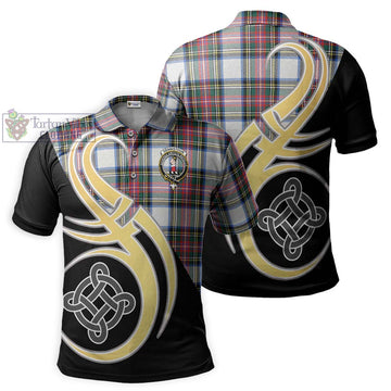 Dennistoun Tartan Polo Shirt with Family Crest and Celtic Symbol Style