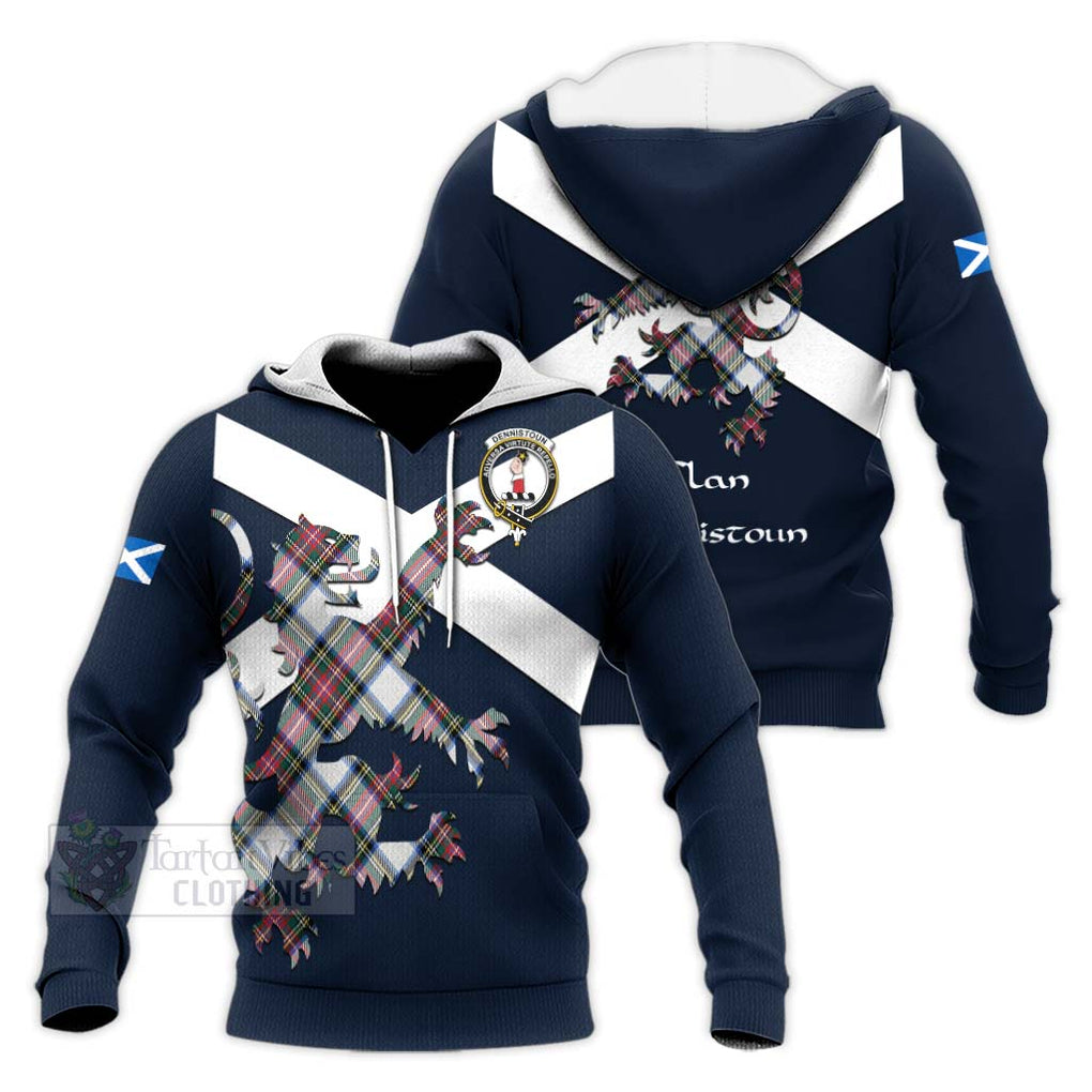 Tartan Vibes Clothing Dennistoun Tartan Lion Rampant Knitted Hoodie – Proudly Display Your Heritage with Alba Gu Brath and Clan Name