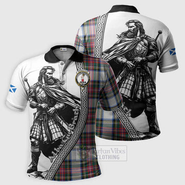 Dennistoun Tartan Clan Crest Polo Shirt with Highlander Warrior Celtic Style