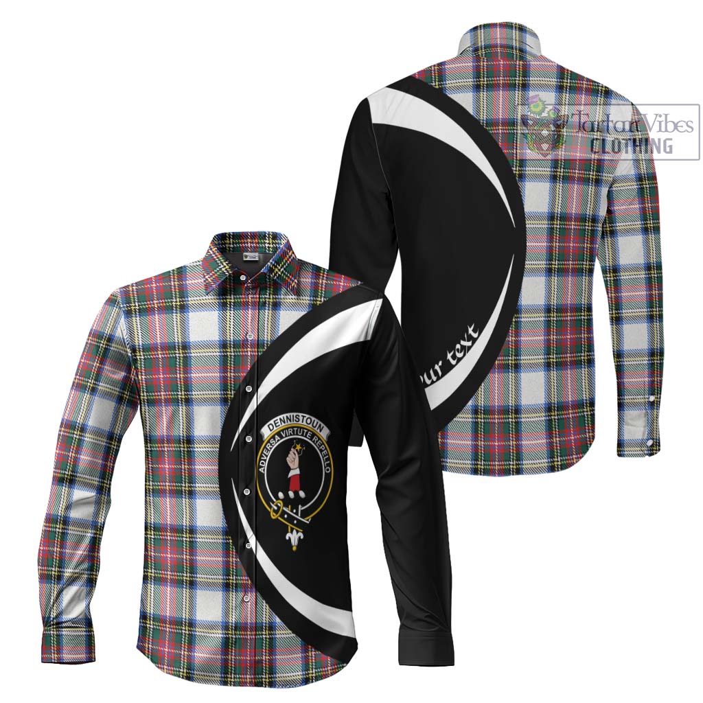 Tartan Vibes Clothing Dennistoun Tartan Long Sleeve Button Up with Family Crest Circle Style