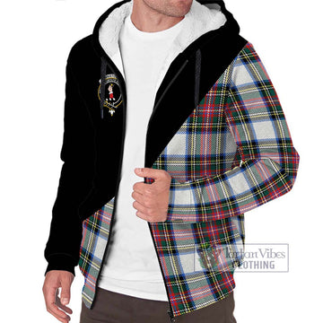 Dennistoun Tartan Sherpa Hoodie with Family Crest and Military Logo Style