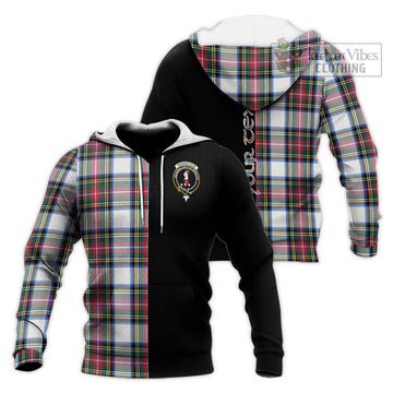 Dennistoun Tartan Knitted Hoodie with Family Crest and Half Of Me Style