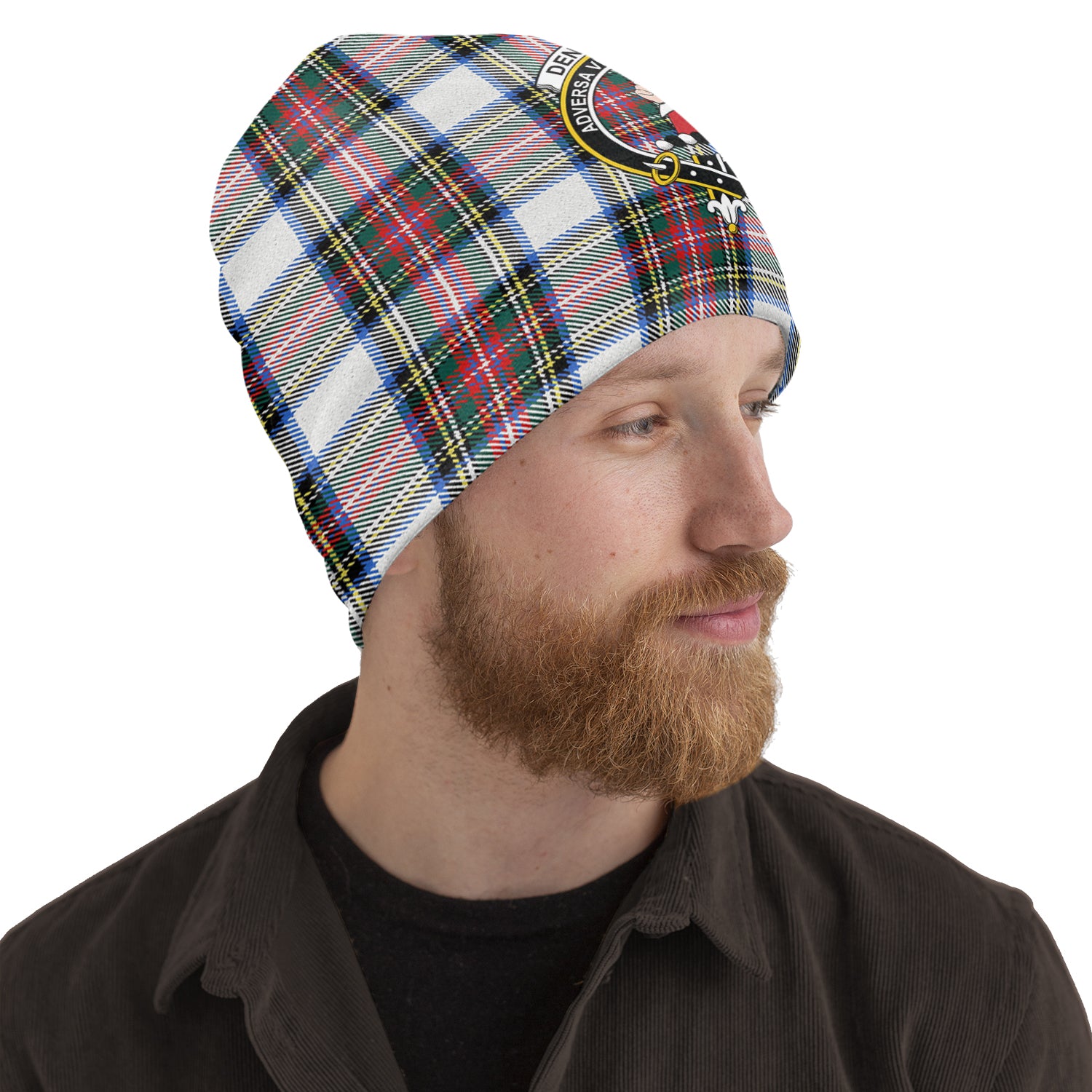 Dennistoun Tartan Beanies Hat with Family Crest One Size 10.5*10.2 inches - Tartan Vibes Clothing