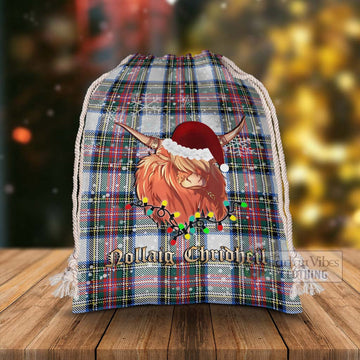 Dennistoun Tartan Christmas Santa's Bag with Highland Cow