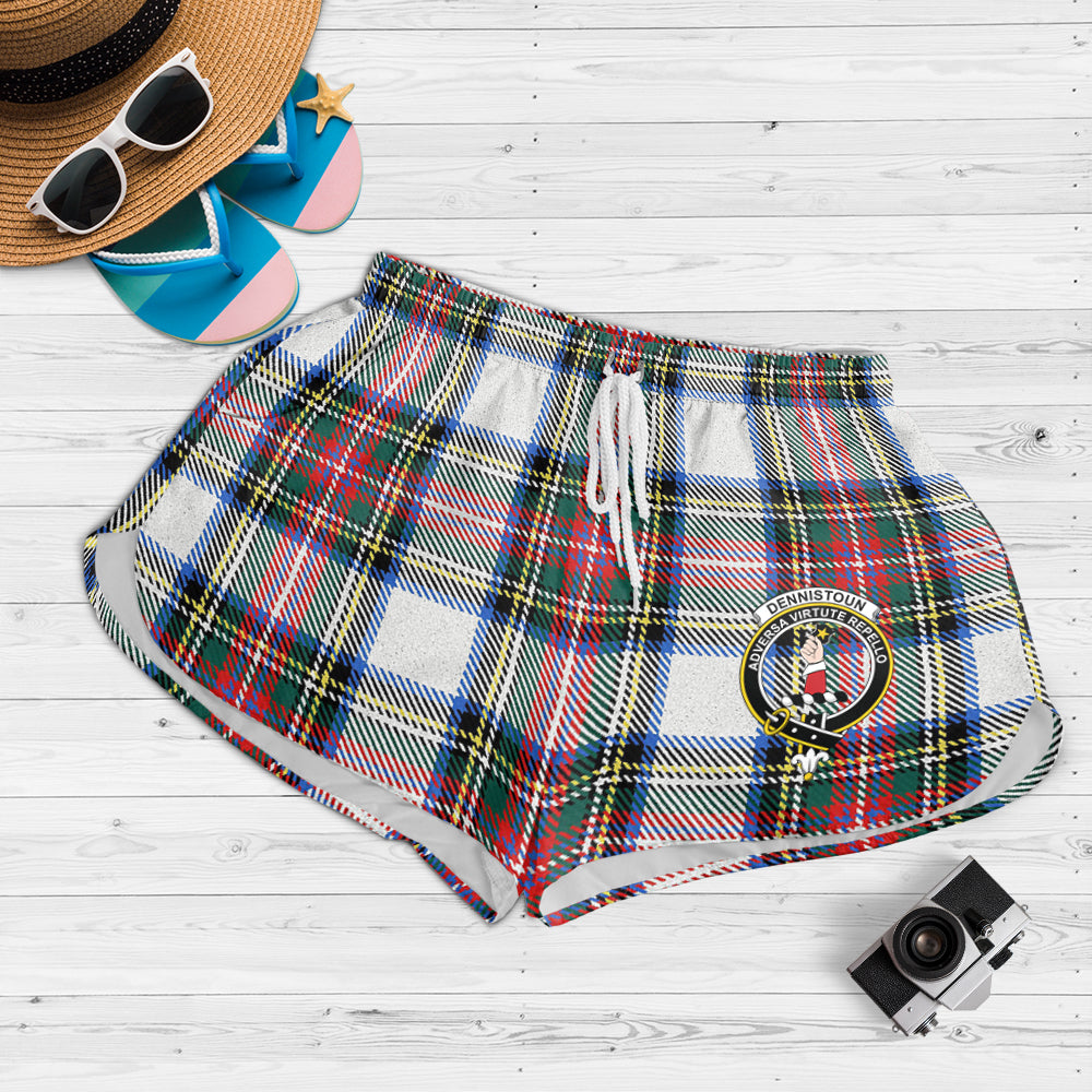 dennistoun-tartan-womens-shorts-with-family-crest