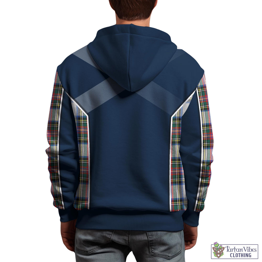 Tartan Vibes Clothing Dennistoun Tartan Hoodie with Family Crest and Scottish Thistle Vibes Sport Style