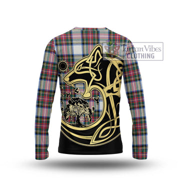 Dennistoun Tartan Long Sleeve T-Shirt with Family Crest Celtic Wolf Style