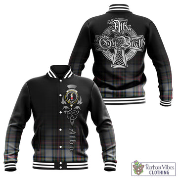 Dennistoun Tartan Baseball Jacket Featuring Alba Gu Brath Family Crest Celtic Inspired