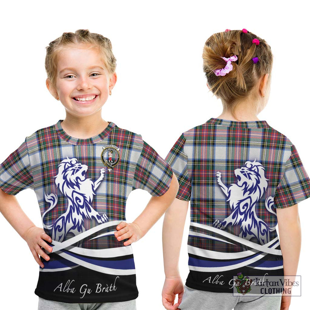 Dennistoun Tartan Kid T-Shirt with Alba Gu Brath Regal Lion Emblem - Tartanvibesclothing Shop