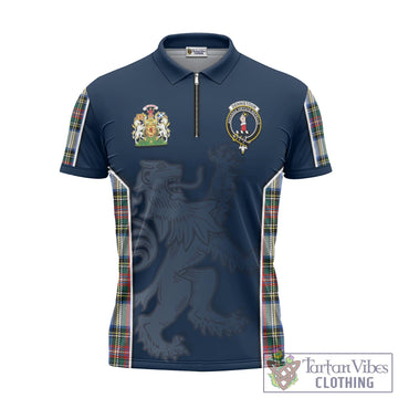 Dennistoun Tartan Zipper Polo Shirt with Family Crest and Lion Rampant Vibes Sport Style