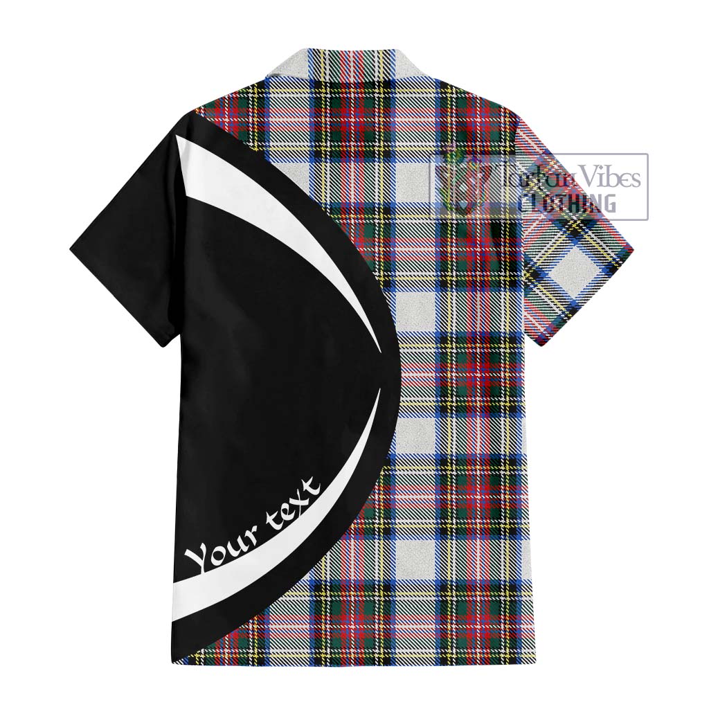 Dennistoun Tartan Short Sleeve Button Up with Family Crest Circle Style - Tartan Vibes Clothing