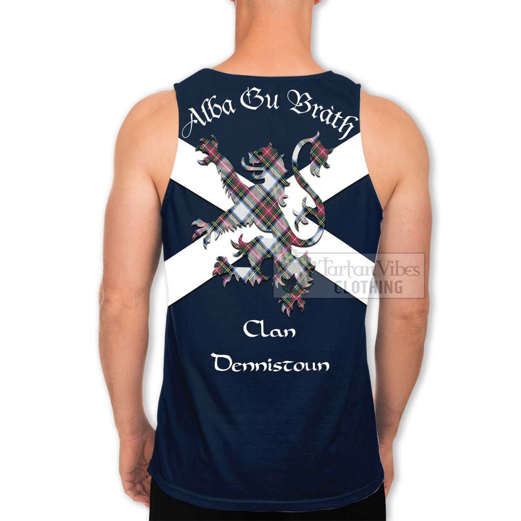 Tartan Vibes Clothing Dennistoun Tartan Lion Rampant Men's Tank Top – Proudly Display Your Heritage with Alba Gu Brath and Clan Name