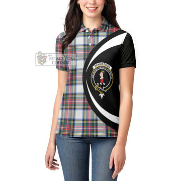 Dennistoun Tartan Women's Polo Shirt with Family Crest Circle Style