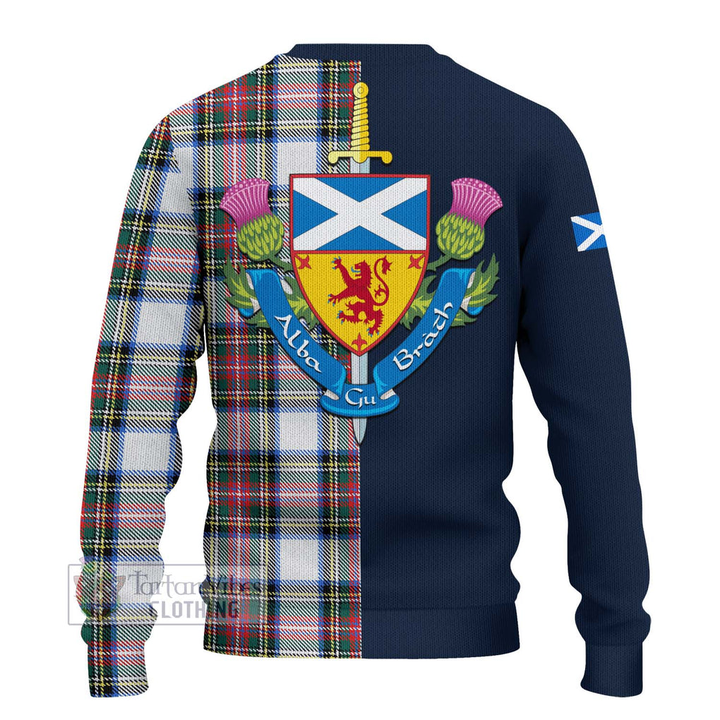 Tartan Vibes Clothing Dennistoun Tartan Knitted Sweater with Scottish Lion Royal Arm Half Style