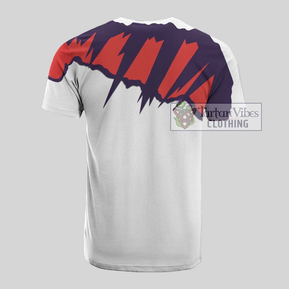 Dennistoun Clan Crest Cotton T-shirt with Retro Sport Style - 2D-tartanvibesclothing