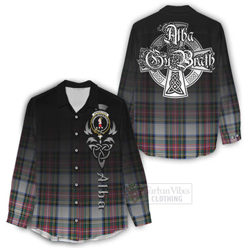 Dennistoun Tartan Women's Casual Shirt Featuring Alba Gu Brath Family Crest Celtic Inspired