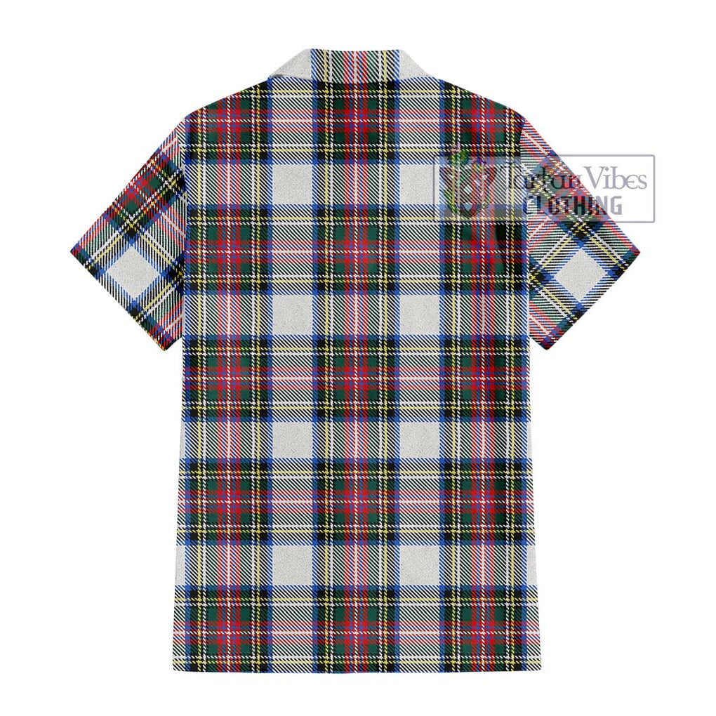 Dennistoun Tartan Short Sleeve Button Shirt with Family Crest DNA In Me Style - Tartanvibesclothing Shop