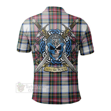 Dennistoun Tartan Polo Shirt with Family Crest Celtic Skull Style