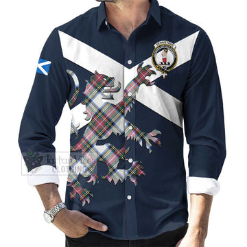 Dennistoun Tartan Lion Rampant Long Sleeve Button Shirt  Proudly Display Your Heritage with Alba Gu Brath and Clan Name