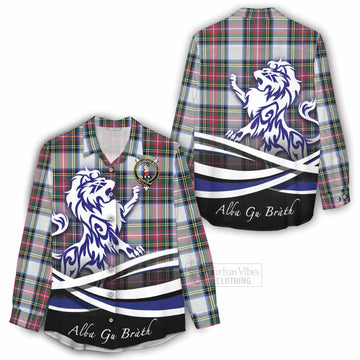 Dennistoun Tartan Women's Casual Shirt with Alba Gu Brath Regal Lion Emblem