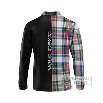 Dennistoun Tartan Long Sleeve Polo Shirt with Family Crest and Half Of Me Style