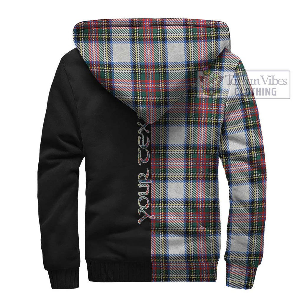 Dennistoun Tartan Sherpa Hoodie with Family Crest and Half Of Me Style - Tartanvibesclothing Shop