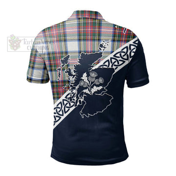 Dennistoun Tartan Polo Shirt Featuring Thistle and Scotland Map