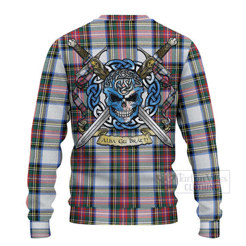 Dennistoun Tartan Ugly Sweater with Family Crest Celtic Skull Style