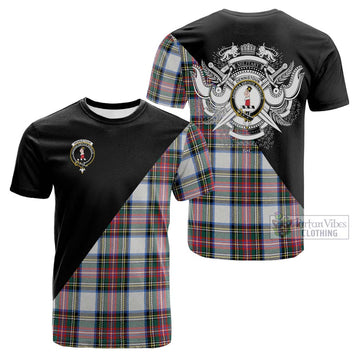 Dennistoun Tartan Cotton T-shirt with Family Crest and Military Logo Style