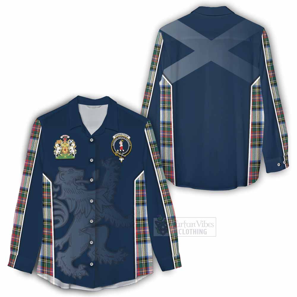 Tartan Vibes Clothing Dennistoun Tartan Women's Casual Shirt with Family Crest and Lion Rampant Vibes Sport Style