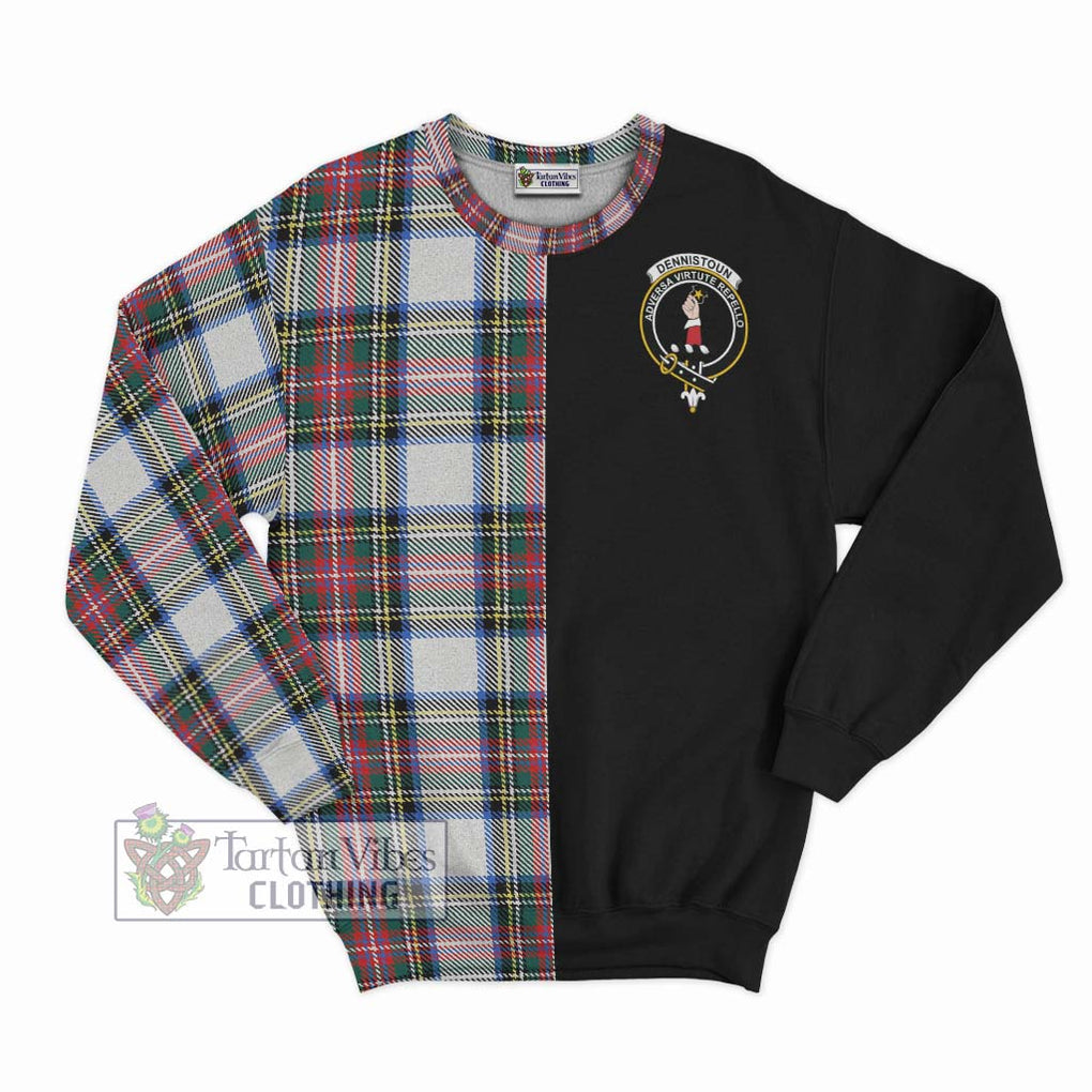 Dennistoun Tartan Sweatshirt with Family Crest and Half Of Me Style - Tartanvibesclothing Shop