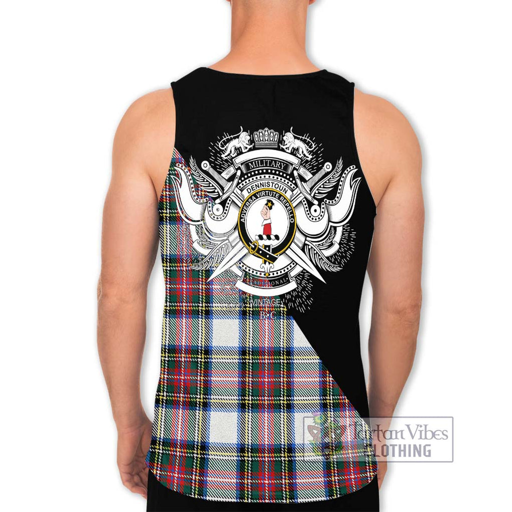 Dennistoun Tartan Men's Tank Top with Family Crest and Military Logo Style - Tartanvibesclothing Shop