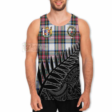 Dennistoun Crest Tartan Men's Tank Top with New Zealand Silver Fern Half Style