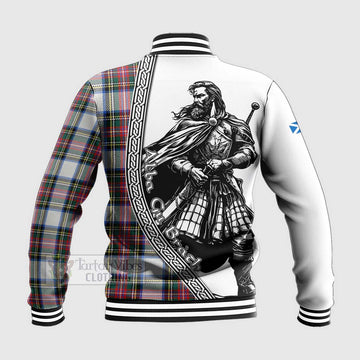 Dennistoun Tartan Clan Crest Baseball Jacket with Highlander Warrior Celtic Style