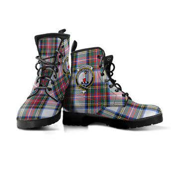 Dennistoun Tartan Leather Boots with Family Crest