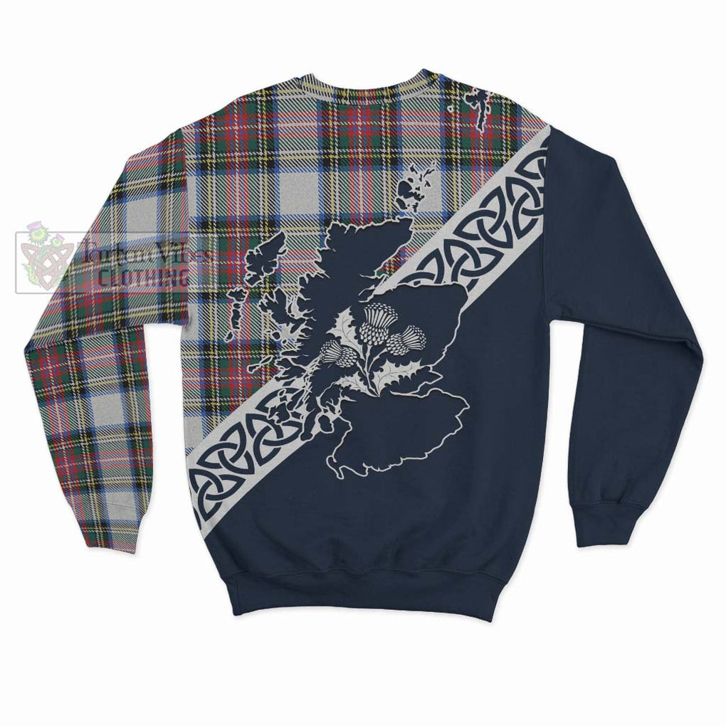 Tartan Vibes Clothing Dennistoun Tartan Sweatshirt Featuring Thistle and Scotland Map