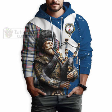 Dennistoun Tartan Hoodie with Family Crest Scottish Bagpiper Vibes