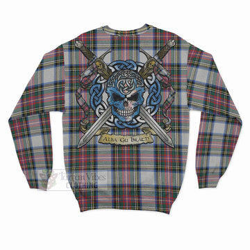 Dennistoun Tartan Sweatshirt with Family Crest Celtic Skull Style