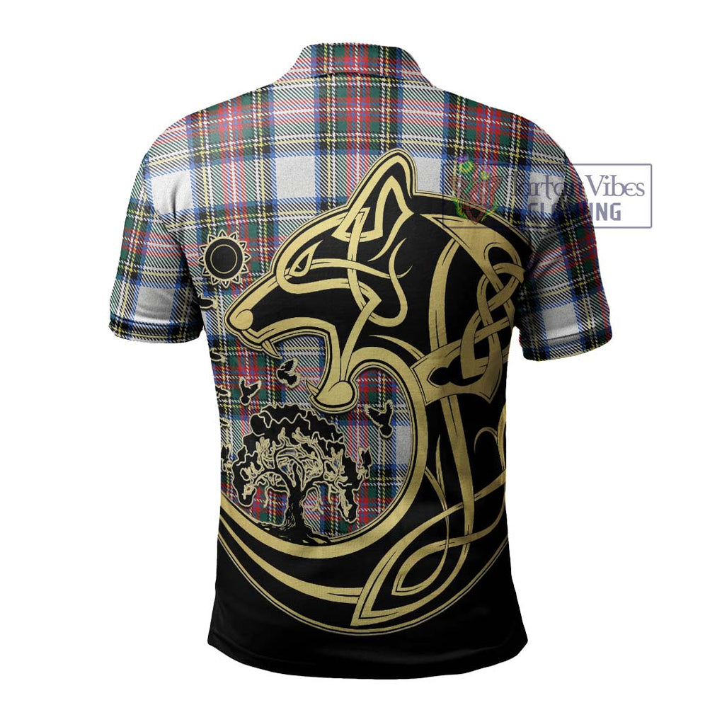 Dennistoun Tartan Polo Shirt with Family Crest Celtic Wolf Style - Tartanvibesclothing Shop