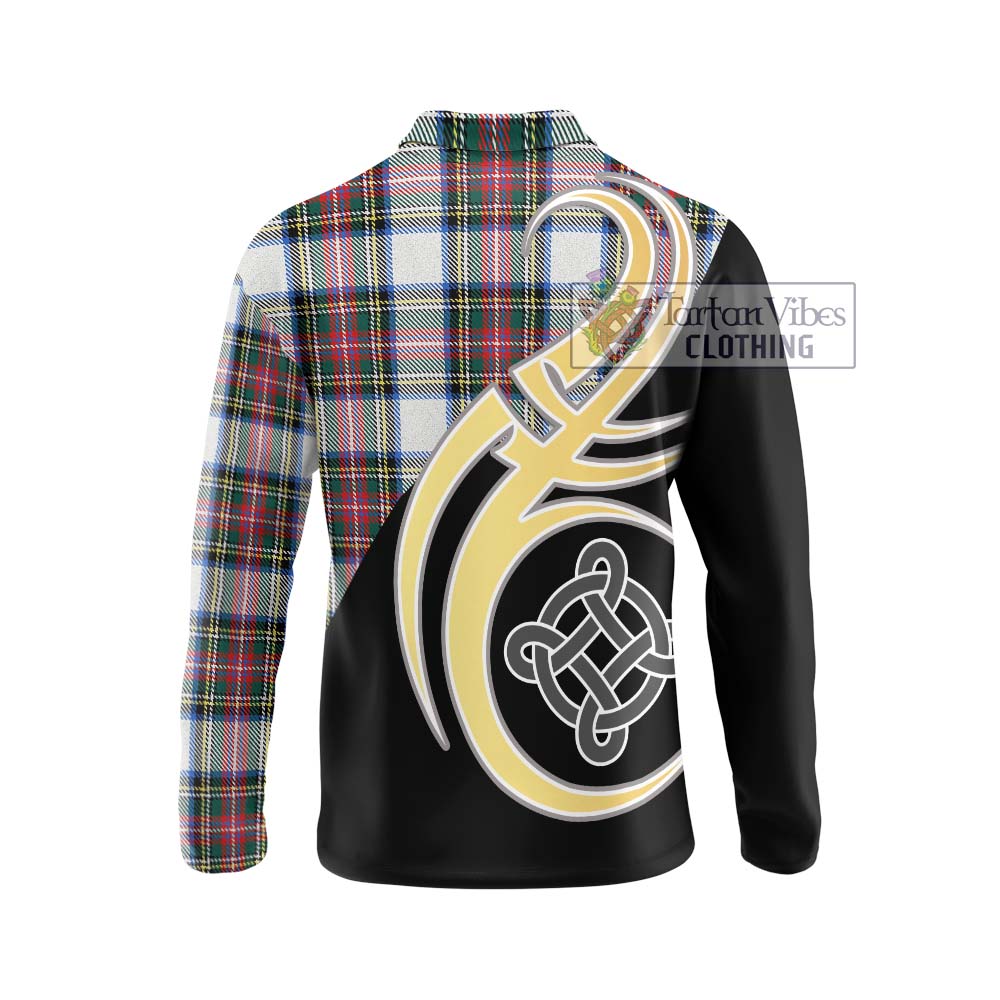 Dennistoun Tartan Long Sleeve Polo Shirt with Family Crest and Celtic Symbol Style - Tartan Vibes Clothing